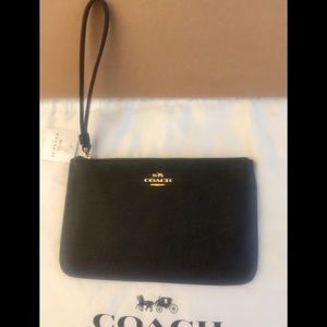 Coach Cross Leather Large Wristlet